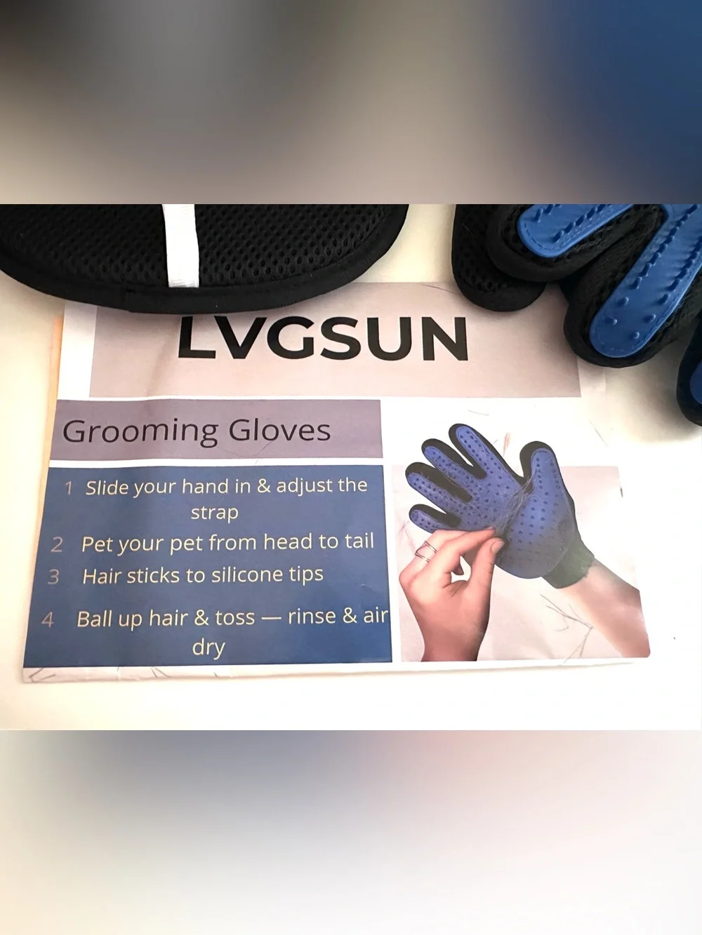Pet Grooming Kit - Pair Silicone Grooming Gloves and Surface Mitt